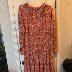 Chic Long Sleeve Floral Dress in Red